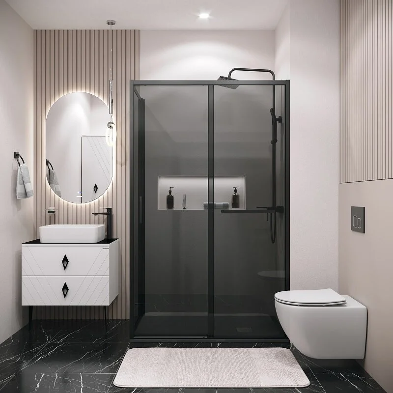 Боковая стенка Grossman 200.K33.05.70.21.10 Style (70*195) черный матовый, стекло тонированное, 1 место