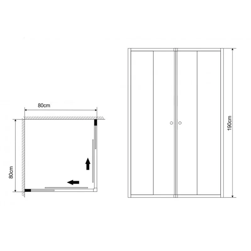 Душевой уголок Grossman GR-8080 Solis (80*80*190) квадрат, двери раздвижные 1 место