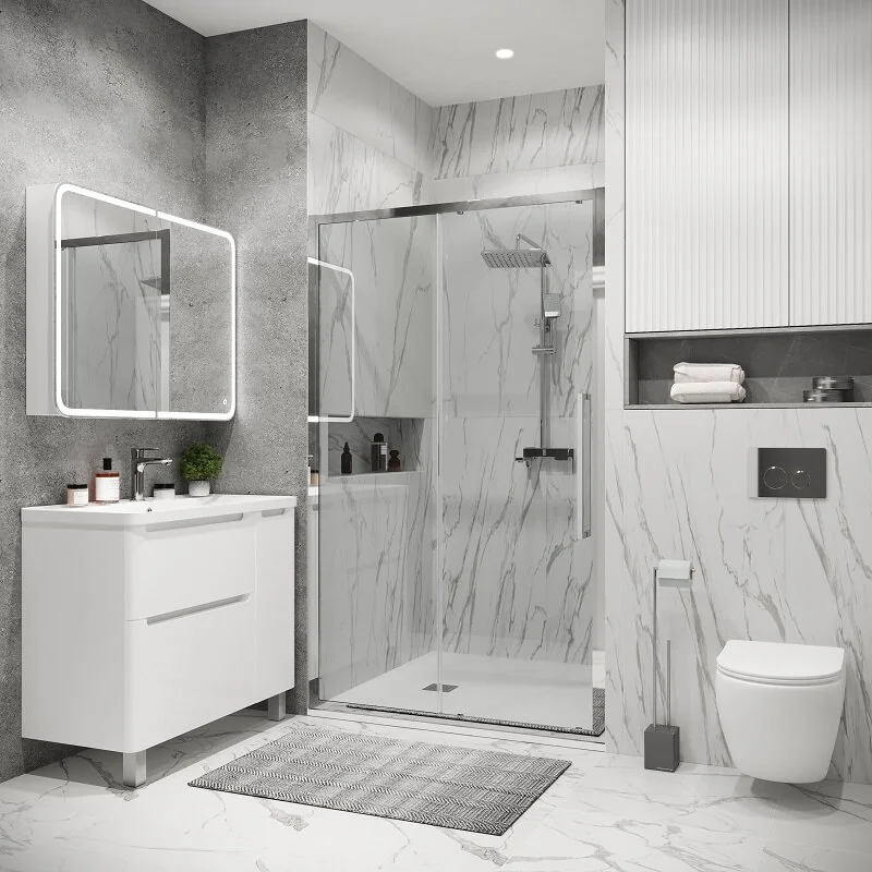 Дверь в нишу Grossman100.K33.02.100.10.00 Cosmo (100*195) хром, стекло прозрачное, 1 место