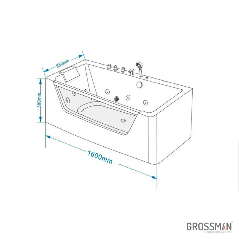 Ванна Grossman гидромассаж. GR-16085 (85x160x58) GROSSMAN 1 место