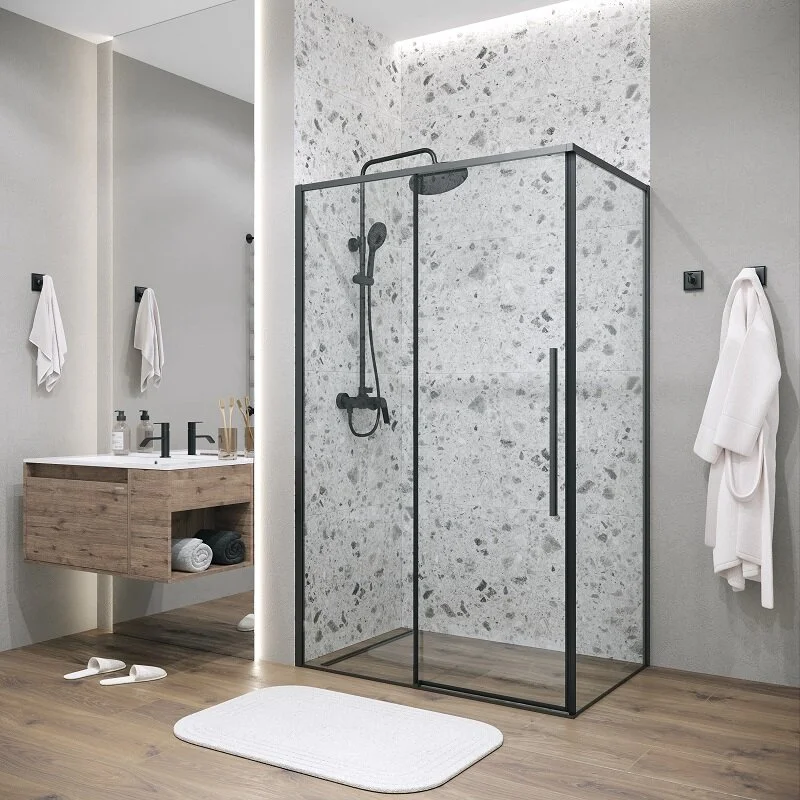 Душевой уголок Grossman 120.K33.01.1180.21.00 Galaxy (110*80*195) черный матовый, стекло прозрачное, 2 места