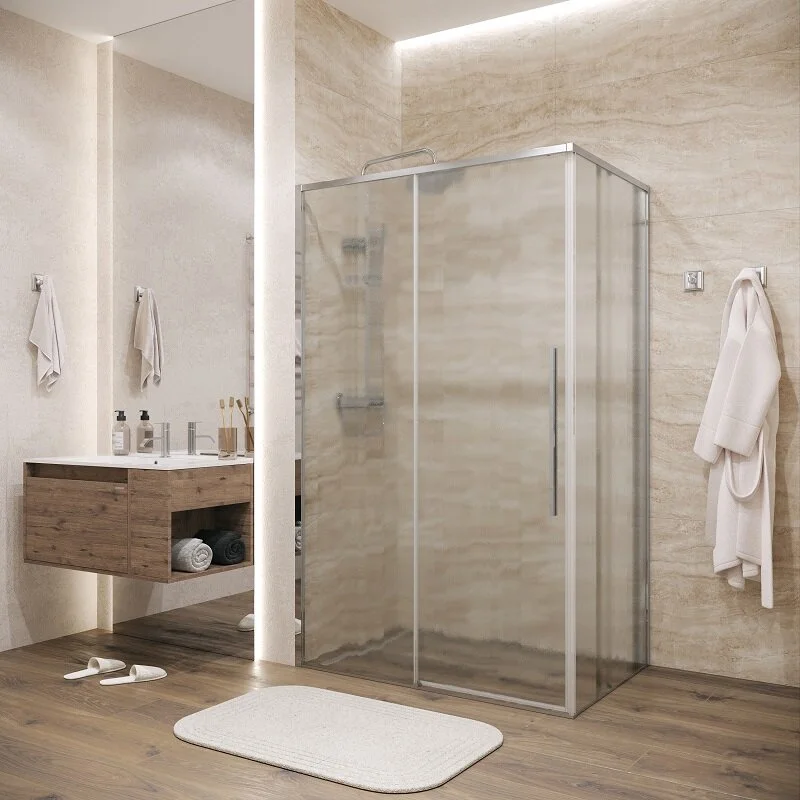 Боковая стенка Grossman 200.K33.01.80.10.02 Galaxy (80*195) хром, стекло шиншилла, 1 место