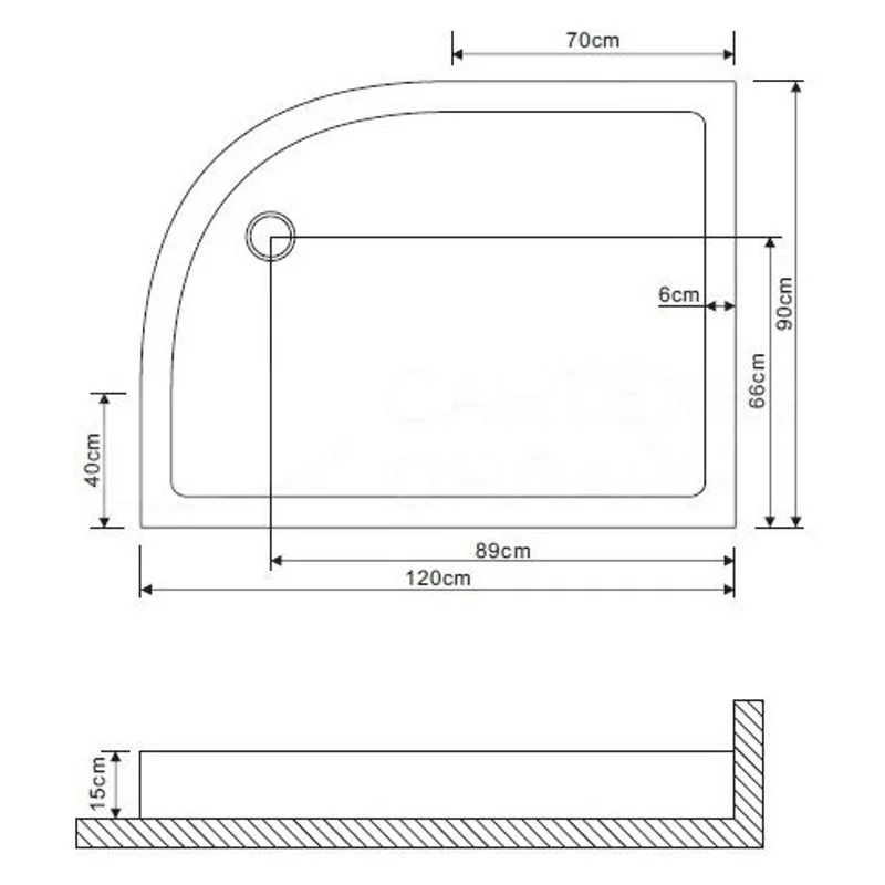 Душевой поддон Grossman 120*90*15 правый для GR-4121R
