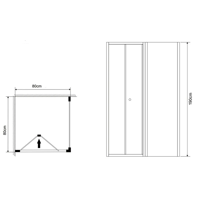 Душевой уголок Grossman GR-8080 Alba2 (80*80*190) квадрат, складывающаяся дверь из двух частей 1 место