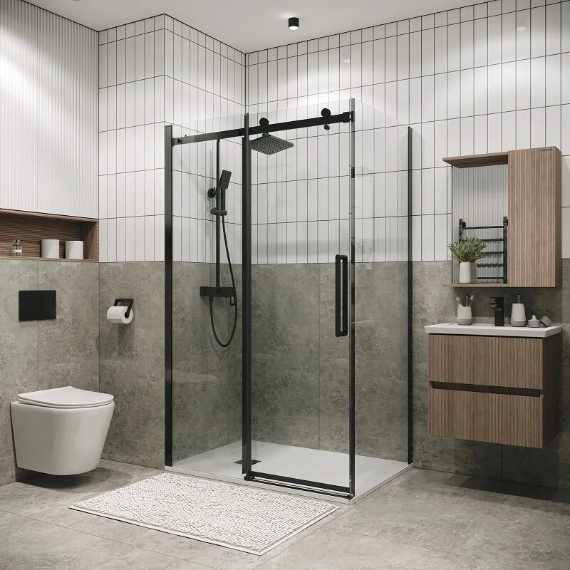 Боковая стенка Grossman 200.K33.04.80.42.00 Classic (80*195) графит сатин, стекло прозрачное, 1 место