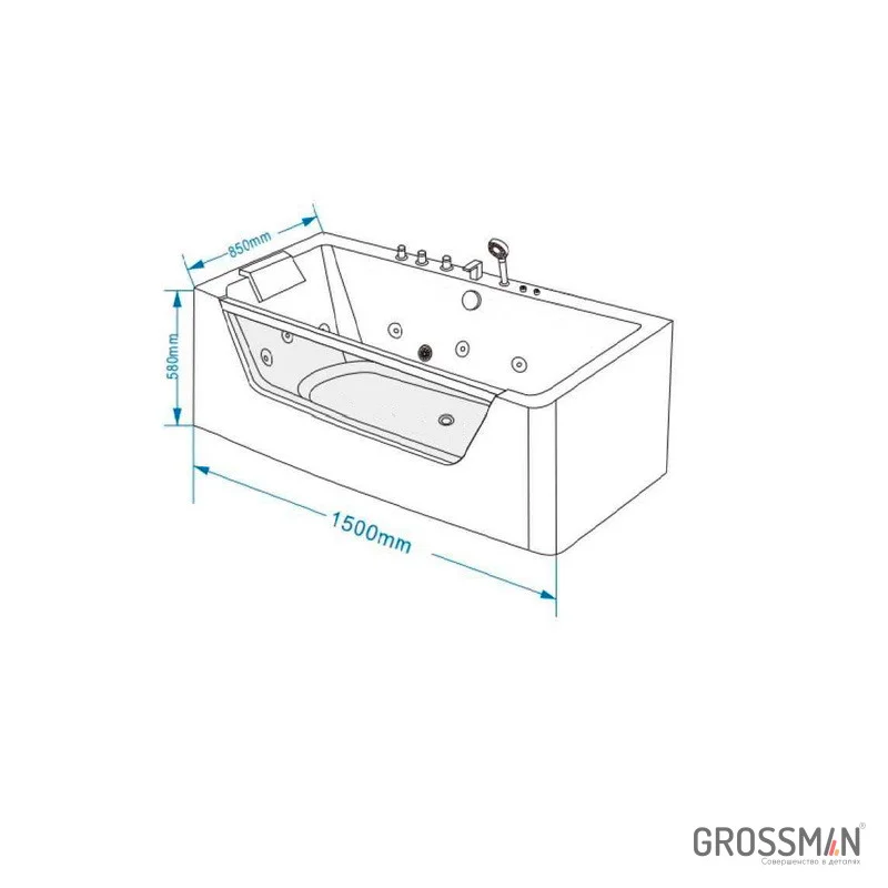 Ванна Grossman гидромассаж. GR-15085-1 (85x150x58) GROSSMAN 1 место