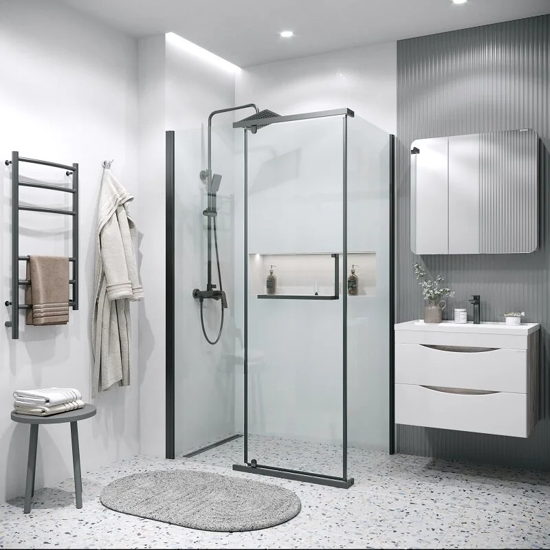 Душевой уголок Grossman 120.K33.03.1090.21.00 Pragma (100*90*195) черный матовый, стекло прозрачное, 2 места