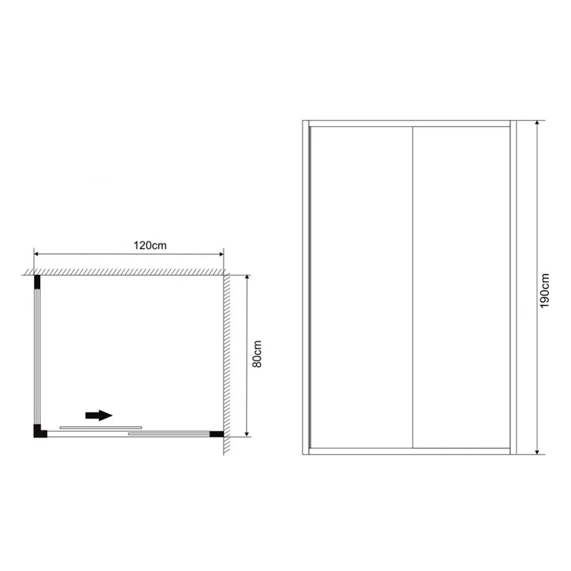 Душевой уголок Grossman GR-1280 Alba (120*80*190) прямоугольник, дверь раздвижная 2 место