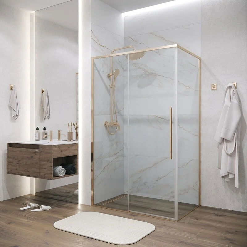 Боковая стенка Grossman 200.K33.01.90.32.00 Galaxy (90*195) золото сатин, стекло прозрачное, 1 место