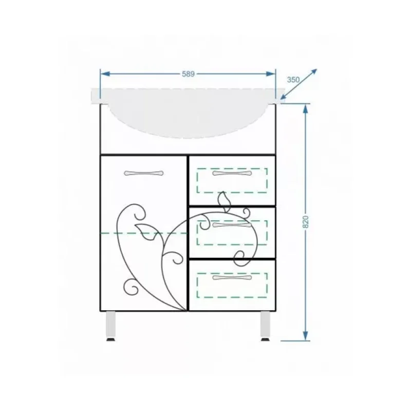 Тумба под раковину Stella Polar Фантазия 65 SP-00000756 Белая