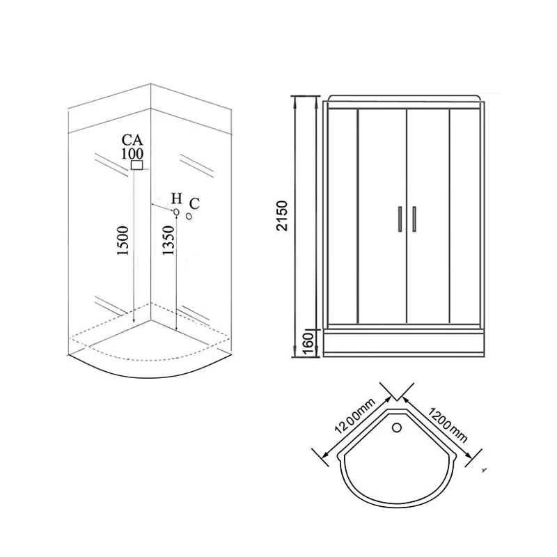 Душ.каб. GR242 (120x120x215) GROSSMAN 5 места