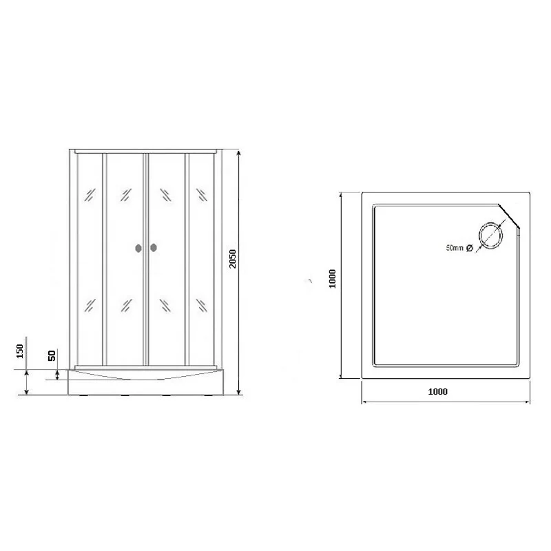 Душ.каб. GR170QL (100*100*205) GROSSMAN Classic 4 места