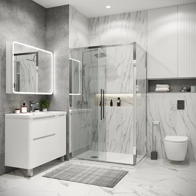 Боковая стенка Grossman 200.K33.02.80.10.00 Cosmo (80*195) хром, стекло прозрачное, 1 место