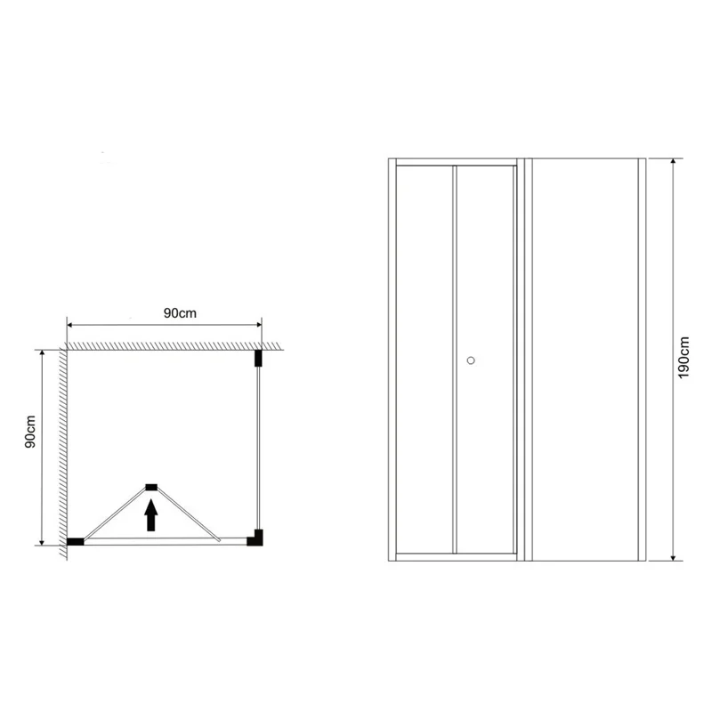 Душевой уголок Grossman GR-9090 Alba2 (90*90*190) квадрат, складывающаяся дверь из двух частей 1 место