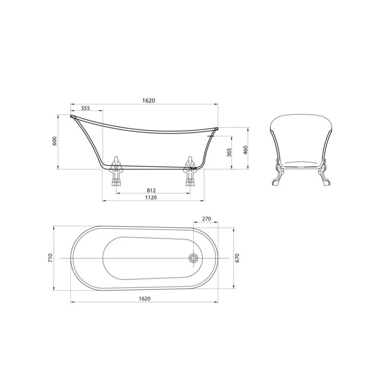 Ванна Grossman отдельностоящая GR-1002 Retro (162x71x77) GROSSMAN 1 место