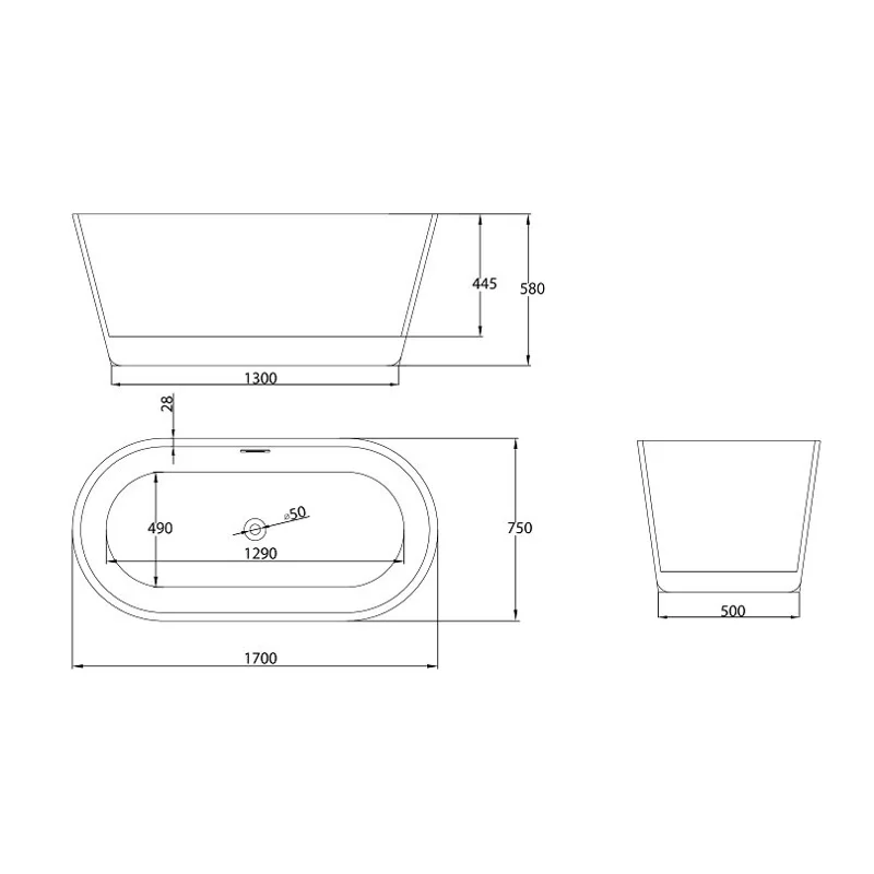 Ванна Grossman отдельностоящая GR-1503M Forta (170x75x58) GROSSMAN 1 место