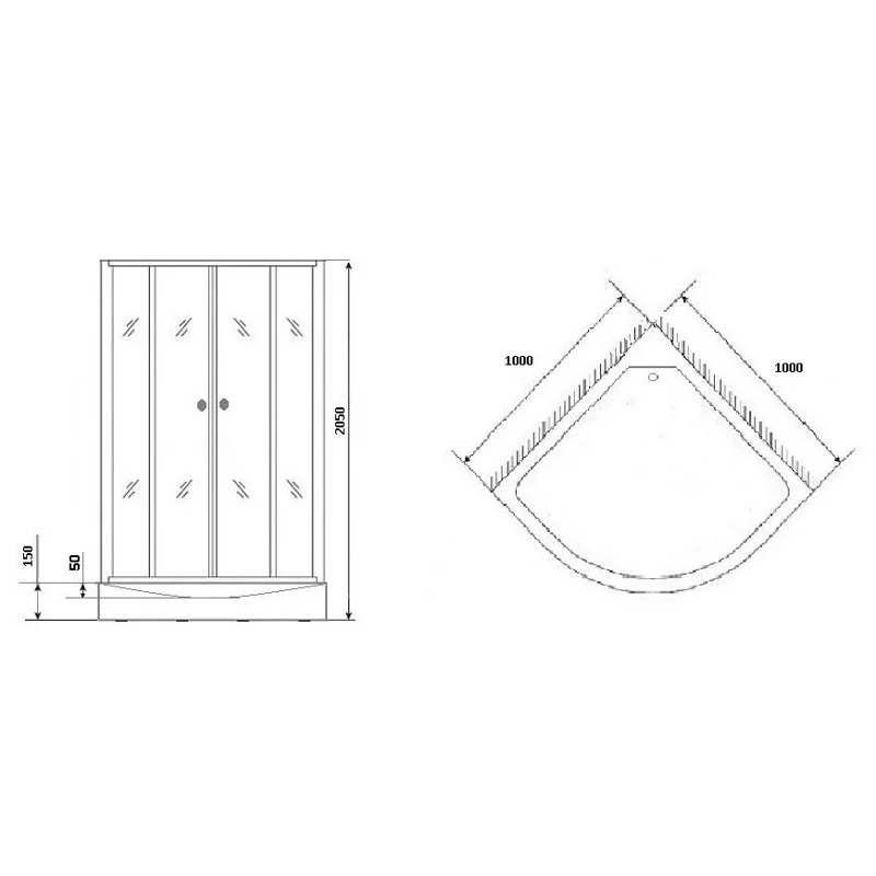 Душ.каб. GR170 (100*100*205) GROSSMAN Classic 4 места