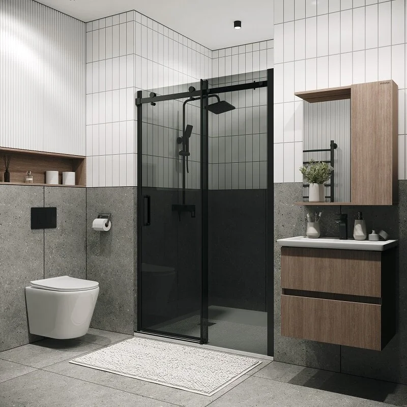 Дверь в нишу Grossman100.K33.04.130.21.10 Classic (130*195)  черный матовый, стекло тонированное, 1 место