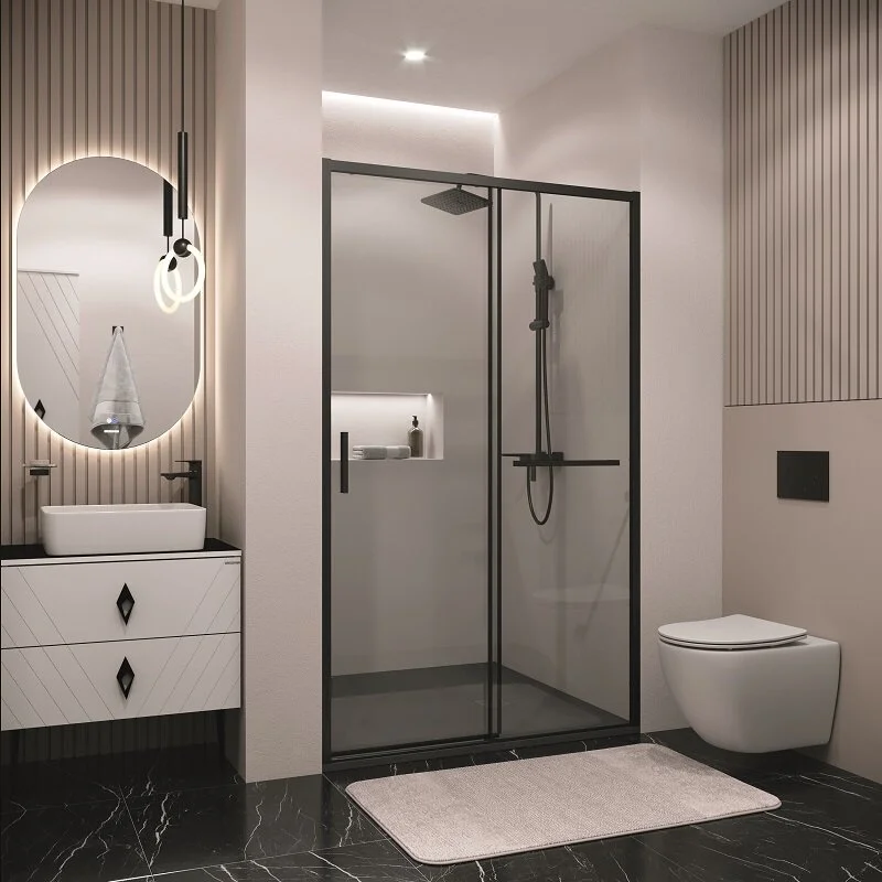 Дверь в нишу Grossman100.K33.05.120.21.00 Style (120*195) черный матовый, стекло прозрачное, 1 место