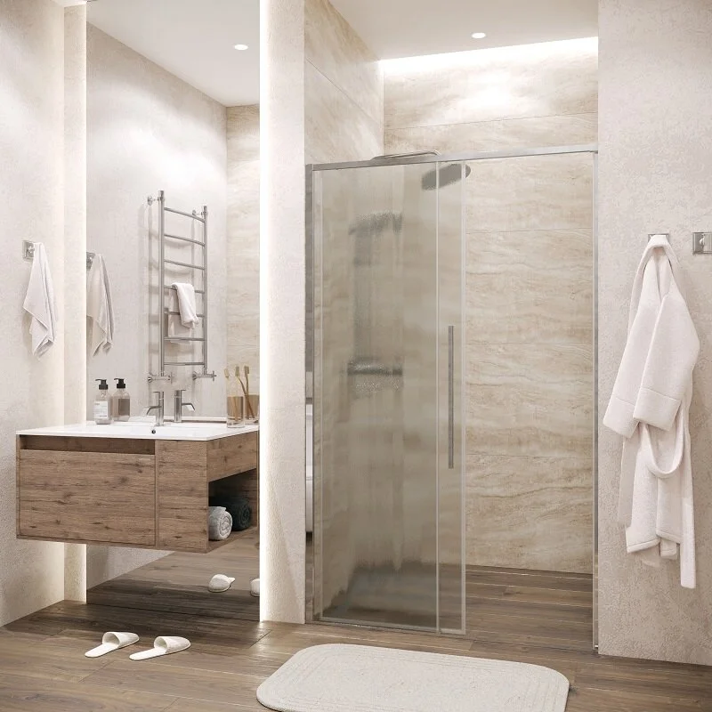 Дверь в нишу Grossman100.K33.01.140.10.02 Galaxy (140*195) хром, стекло шиншилла, 1 место