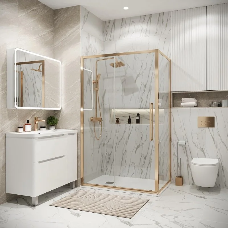 Боковая стенка Grossman 200.K33.02.80.32.00 Cosmo (80*195) золото сатин, стекло прозрачное, 1 место