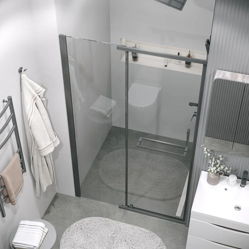 Дверь в нишу Grossman100.K33.03.120.42.00 Pragma (120*195) графит сатин, стекло прозрачное, 1 место