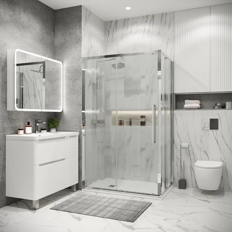 Боковая стенка Grossman 200.K33.02.90.10.02 Cosmo (90*195) хром, стекло шиншилла, 1 место