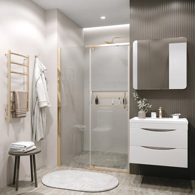 Дверь в нишу Grossman100.K33.03.100.32.00 Pragma (100*195) золото сатин, стекло прозрачное, 1 место