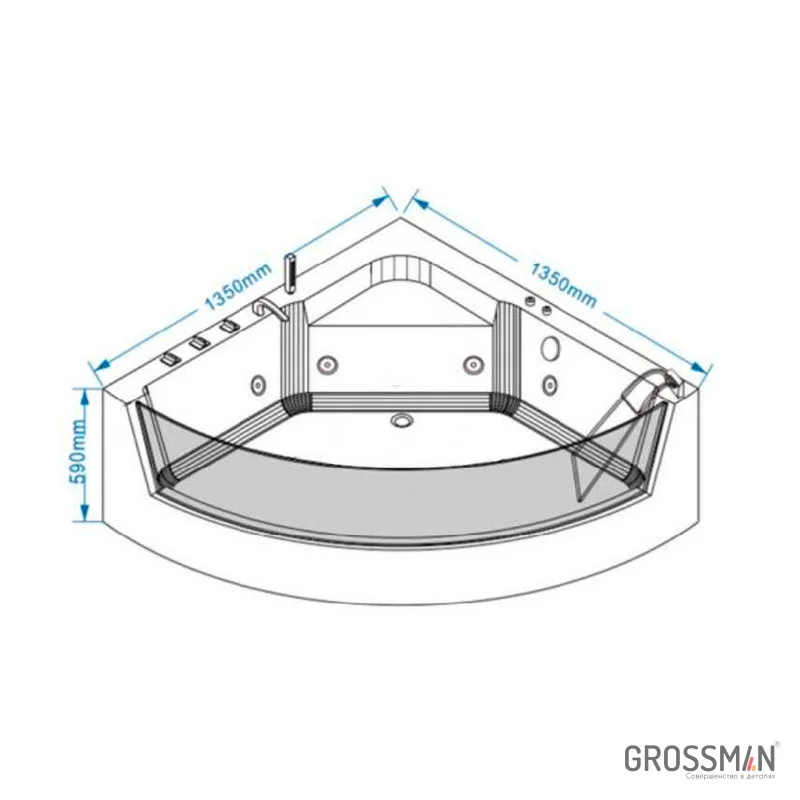 Ванна Grossman гидромассаж. GR-13513-1 (135x135x59) GROSSMAN 1 место