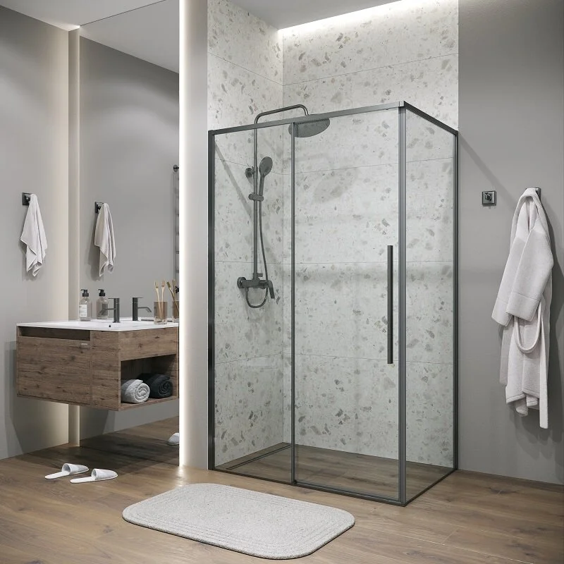 Боковая стенка Grossman 200.K33.01.80.42.00 Galaxy (80*195) графит сатин, стекло прозрачное, 1 место