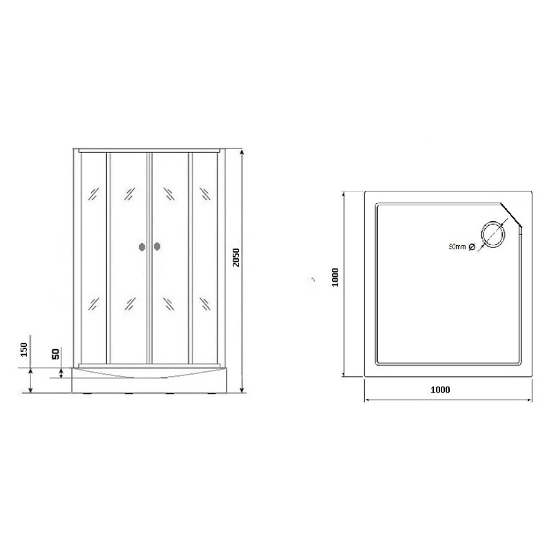 Душ.каб. GR270QL (100*100*205) GROSSMAN Classic 4 места