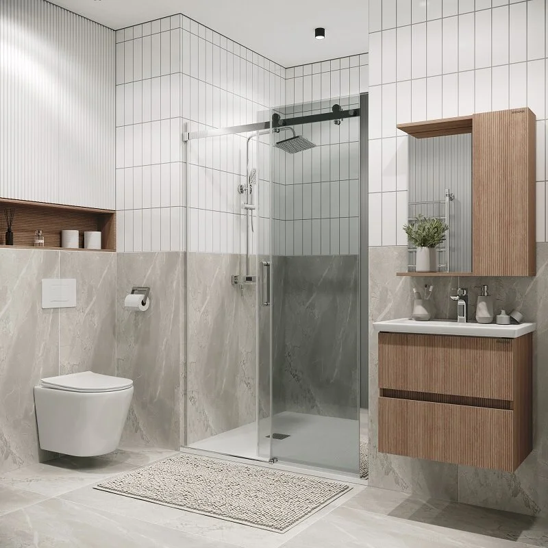 Дверь в нишу Grossman100.K33.04.110.10.00 Classic (110*195) хром, стекло прозрачное, 1 место