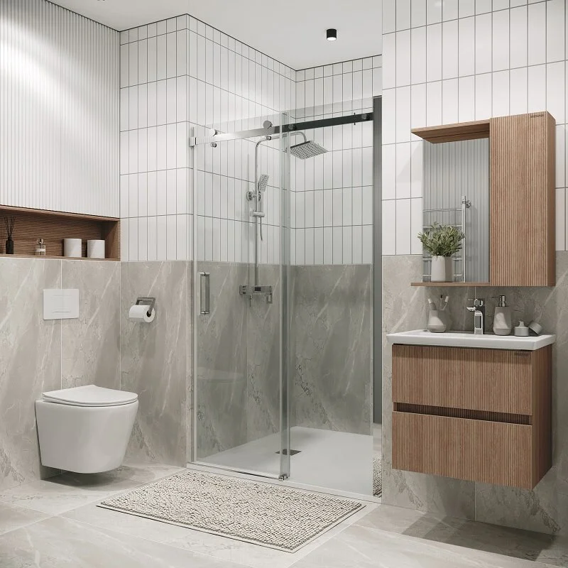 Дверь в нишу Grossman100.K33.04.100.10.00 Classic (100*195) хром, стекло прозрачное, 1 место