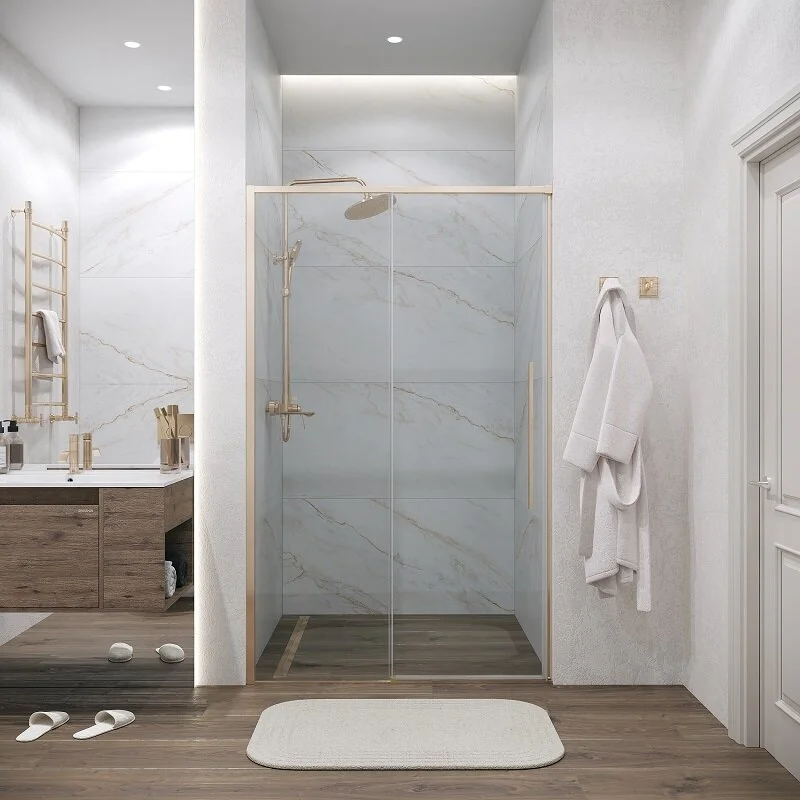 Дверь в нишу Grossman100.K33.01.100.32.00 Galaxy (100*195) золото сатин, стекло прозрачное, 1 место