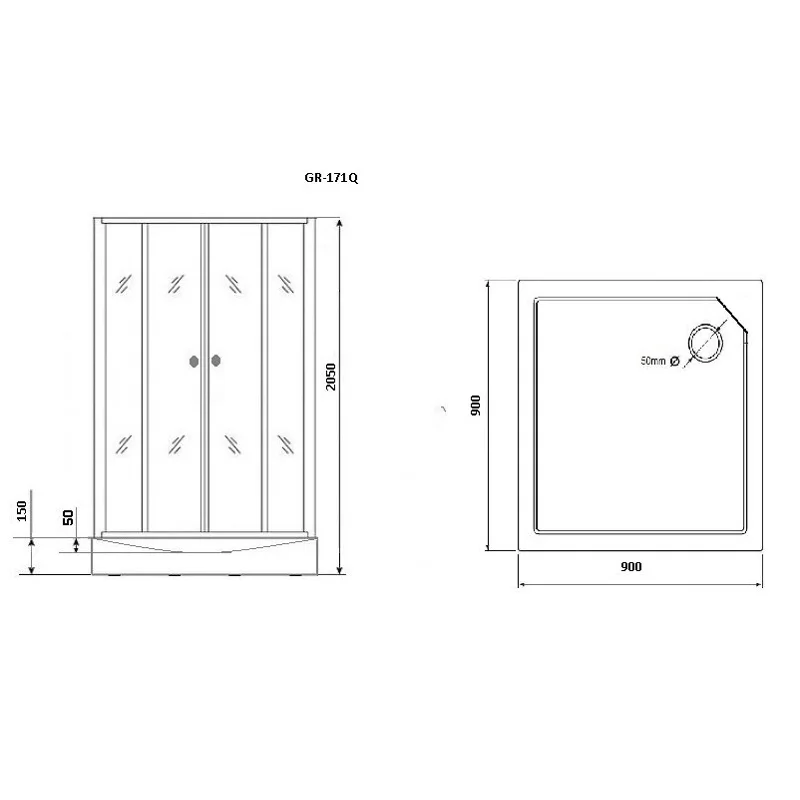 Душ.каб. GR171QL (90*90*205) GROSSMAN Classic 4 места