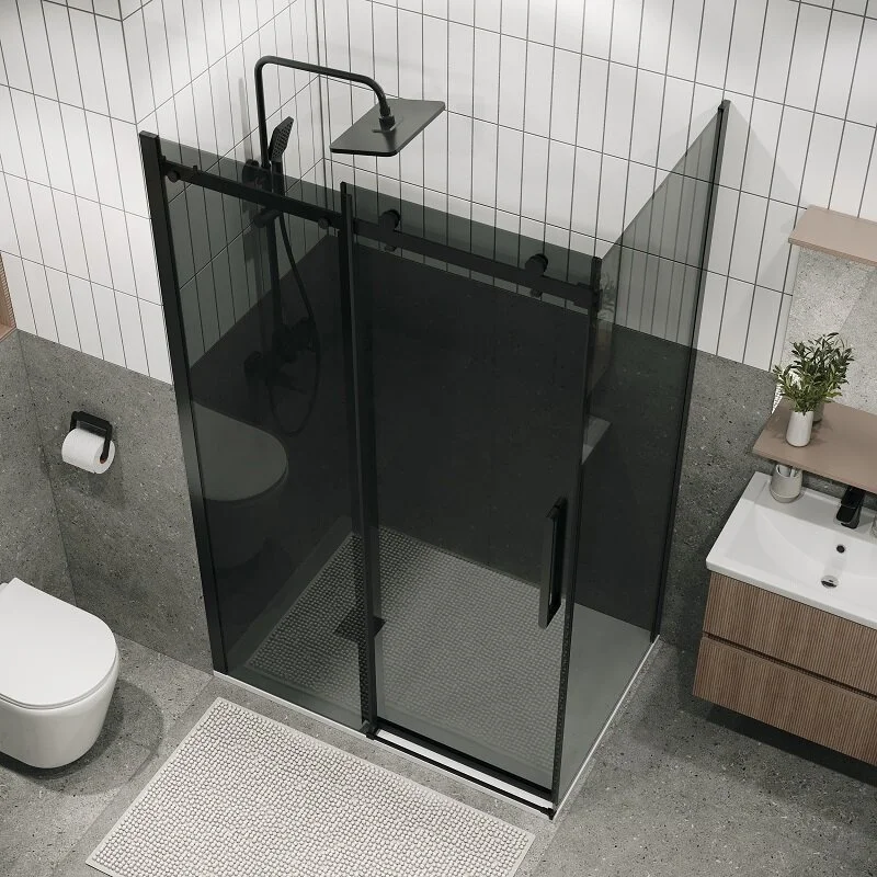 Боковая стенка Grossman 200.K33.04.80.21.10 Classic (80*195) черный матовый, стекло тонированное, 1 место