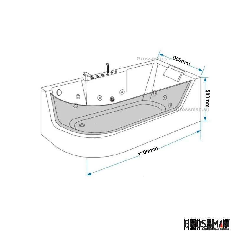 Ванна Grossman гидромассаж. GR-17000-1R (80x170x59) GROSSMAN 1 место