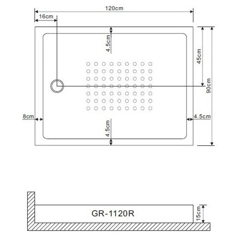 Душевой поддон Grossman 120*90*15 прямоугольник левый для GR-1120L