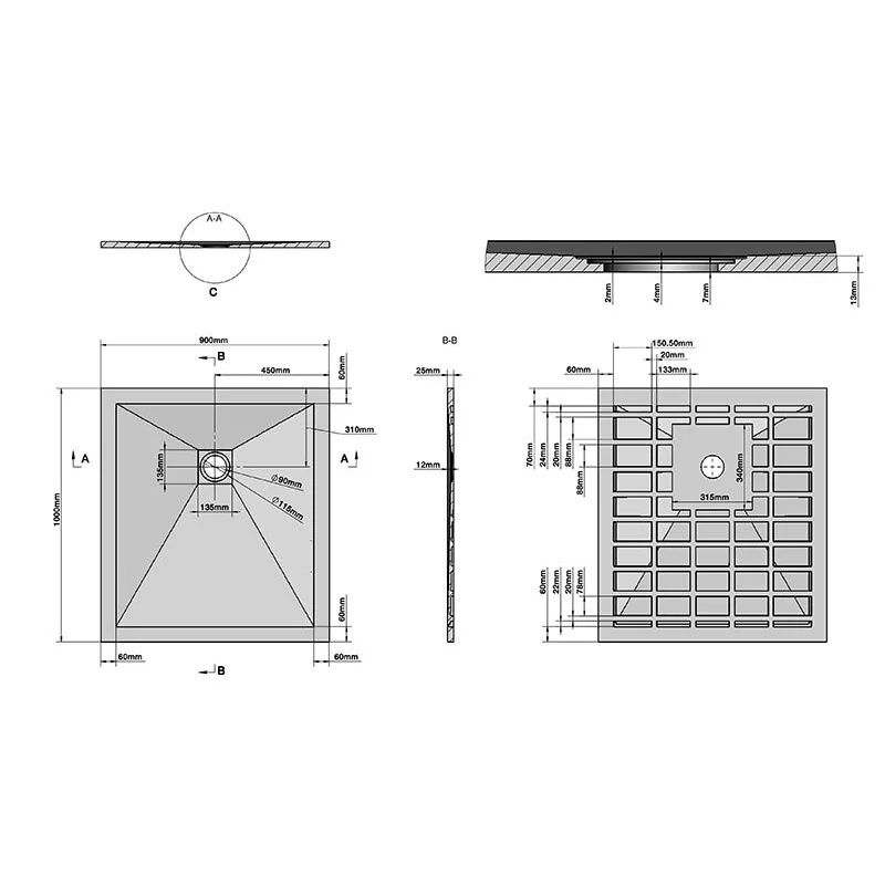 Поддон Grossman прямоугольник белый (90*100*2,5) Strong