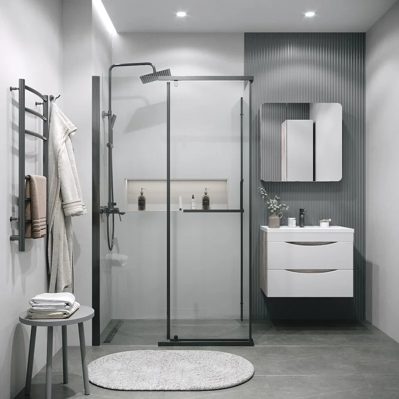 Боковая стенка Grossman 200.K33.03.80.42.00 Pragma (80*195) графит сатин, стекло прозрачное, 1 место