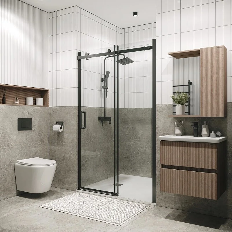 Дверь в нишу Grossman100.K33.04.120.42.00 Classic (120*195) графит сатин, стекло прозрачное, 1 место