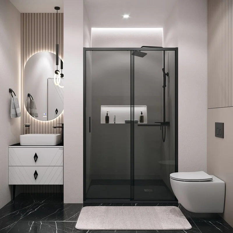 Дверь в нишу Grossman100.K33.05.120.21.10 Style (120*195) черный матовый, стекло тонированное, 1 место