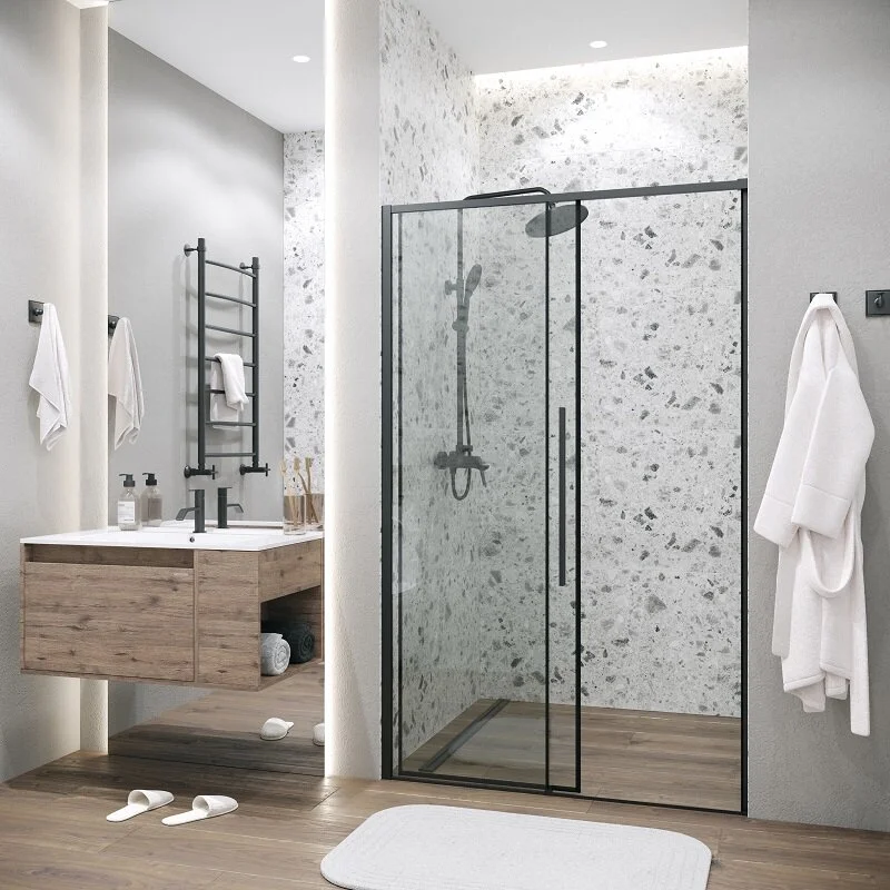 Дверь в нишу Grossman100.K33.01.130.21.00 Galaxy (130*195) черный матовый, стекло прозрачное, 1 место