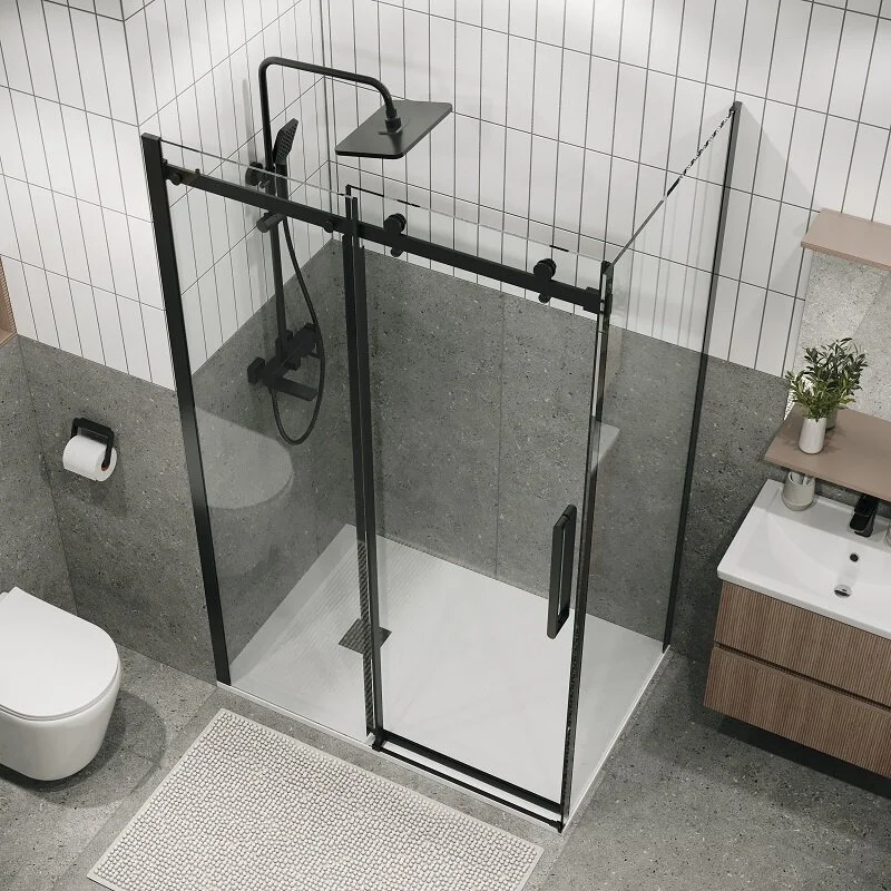 Боковая стенка Grossman 200.K33.04.70.21.00 Classic (70*195) черный матовый, стекло прозрачное, 1 место