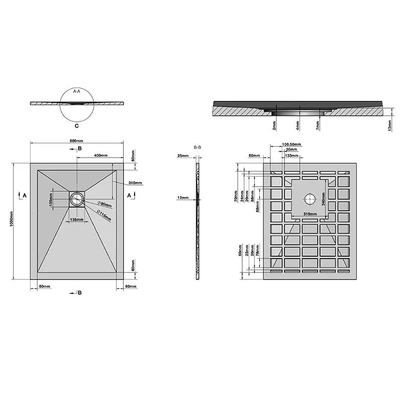 Поддон Grossman прямоугольник белый (80*100*2,5) Strong
