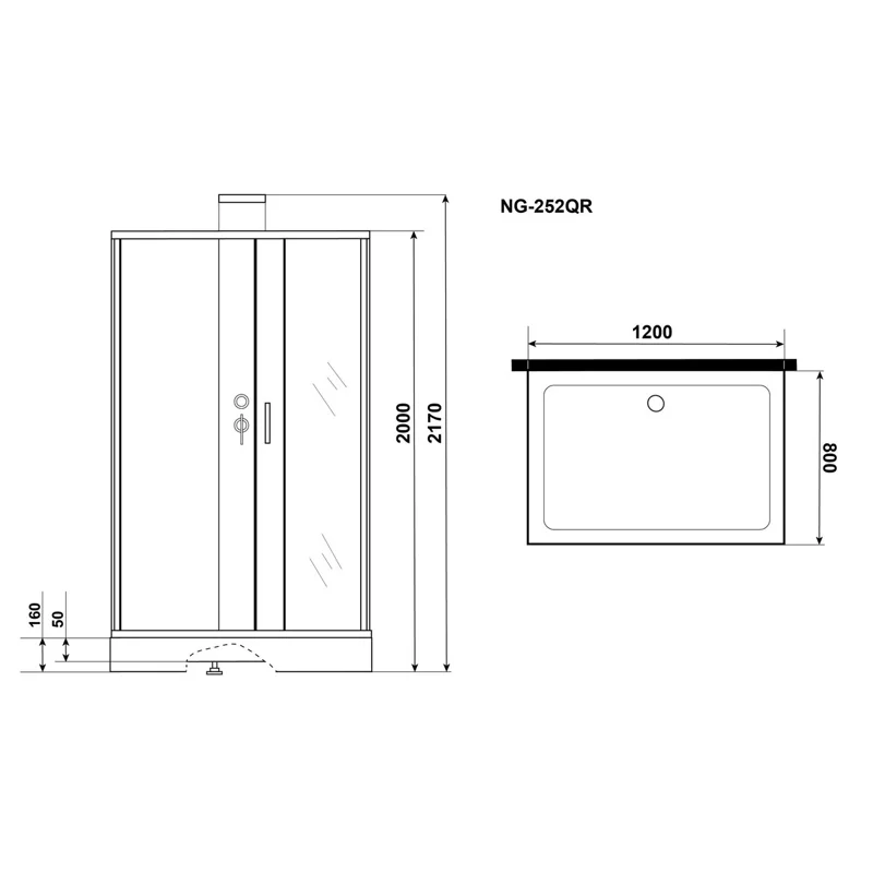 Душ.каб. GR252Q (120*80*217) GROSSMAN ELEGANS 6 мест