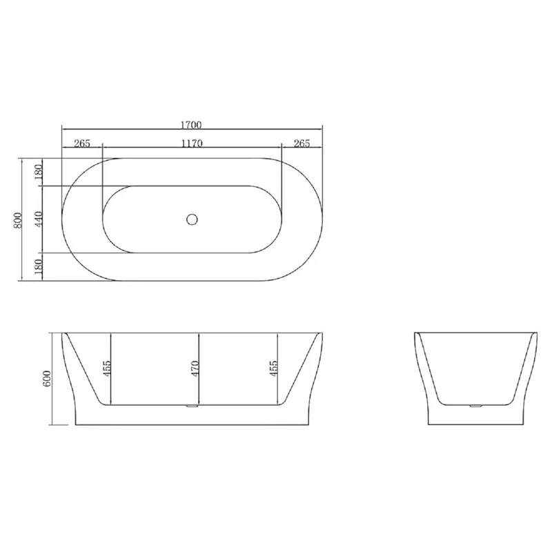 Акриловая ванна BELBAGNO BB405-1700-800