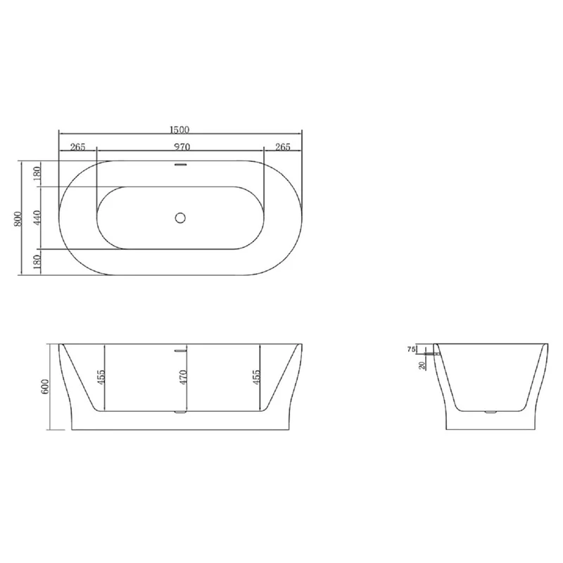 Акриловая ванна BELBAGNO BB405-1500-800
