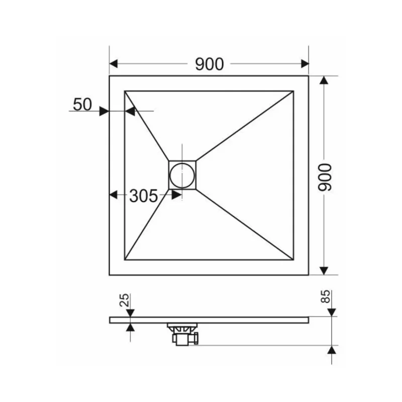 Экран Grossman черный металлический для квадратного поддона GR-S29090Q (90*90) Strong