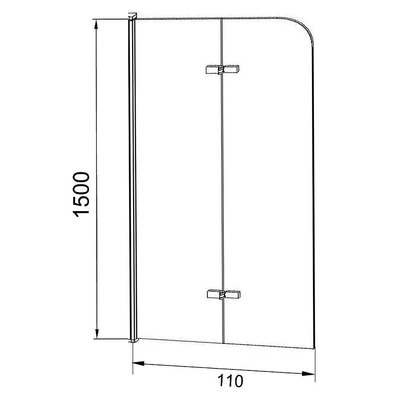 Шторка для ванны Grossman GR-106/110 BLACK (110х150) алюминиевый профиль, стекло ПРОЗРАЧНОЕ 6мм 1 место